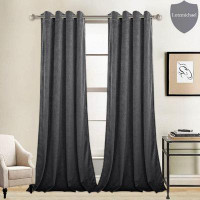 Homlpope 2Panels Velvet Curtains 84 Inches Blackout Velvet Curtains Panels Thermal Insulated Room Darkening Grommet Wind