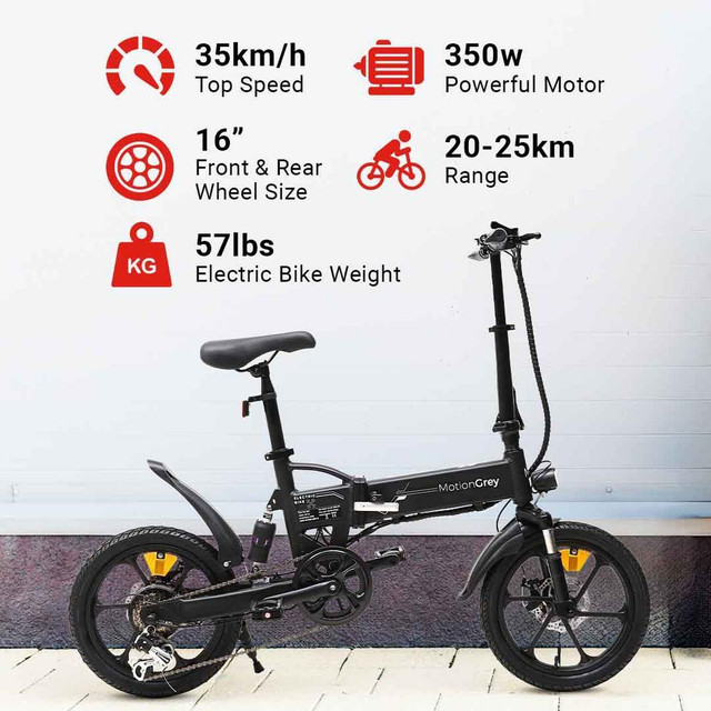 MotionGrey Electric Bike for Adults | 25km Range | 35km/h Top Speed | 350 W Motor | 7.8AH Battery | 42 V | 16 Inch Wheel in eBike - Image 4
