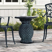 Beachcrest Home Linch Grey MgO Pineapple Outdoor Side Table