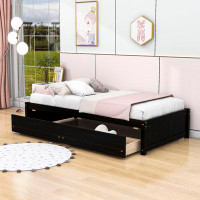 Red Barrel Studio Twin Size Wood Platform Bed with 2 Drawers