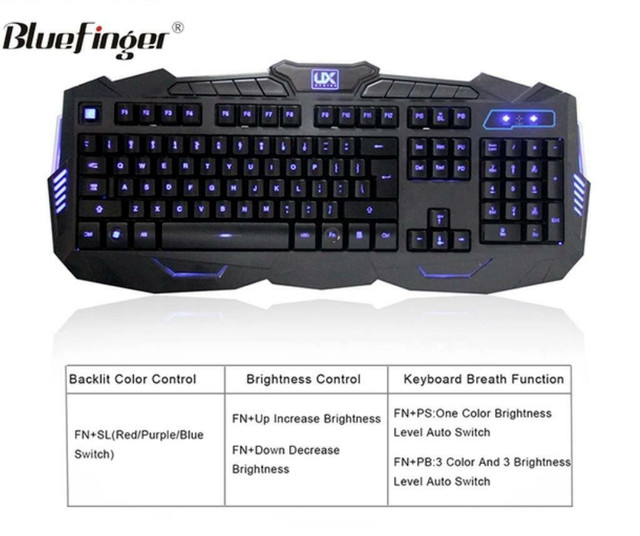 NEW WIRED KEYBOARD & MOUSE GAMING MECHANCIAL COLORED PC V100 in Mice, Keyboards & Webcams in Alberta - Image 3