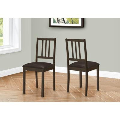 Latitude Run® Chaise de salle à manger, d'appoint, tapissier, cuisine, salle à manger, similicuir, pieds en bois, brun in Chairs & Recliners in Québec