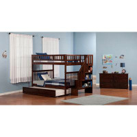 Harriet Bee Hedde Kids Full Over Full Staircase Bunk Bed with Trundle