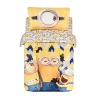 Minions Despicable Me Kids Bedding Sheet Set with Reversible Comforter Twin Bed in Bag 4 Pcs Set for Kids