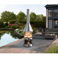 Big Horn Outdoors Aukland 90.6" H x 24.8" W Stainless Steel Outdoor Chiminea