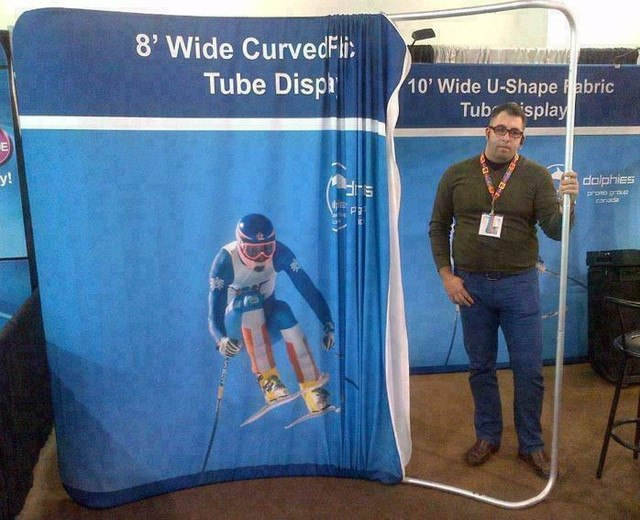 Portable Trade Show 8ft TUBE Tension Fabric Display Stand + Dye-Sublimation Fabric Graphics by DolphiesPromo.com in Other Business & Industrial in Toronto (GTA) - Image 3