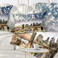 East Urban Home Cityscape New York City Manhattan Skyline Lumbar Pillow