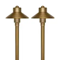GKOplus Solid Brass Landscape Path Lights, 6.7" Shade, 20" Tall, China Hat