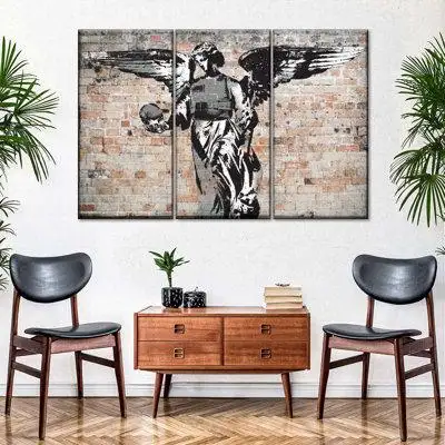 Elephant Stock Bulletproof Angel with Skull - 3 Piece Wrapped Canvas Set