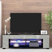 Wrought Studio 57 Inch TV Stand for 32-60 Inch TVs with LED Lights and Glass Shelves