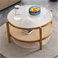 Bay Isle Home™ circular double-layer solid wood coffee table