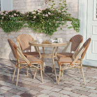 Bayou Breeze Crivello Indoor/Outdoor Commercial French Bistro Set with Table and Four Chairs