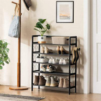Everly Quinn 5 Tier Wooden Shoe Shelf Storage Organizer
