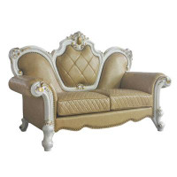 Astoria Grand Edicott Butterscotch and Antique Pearl Loveseat with 3 Pillow