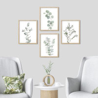 IDEA4WALL IDEA4WALL Framed Pastel Watercolor Forest Plant Wall Art, Set Of 4 Collage Nature Garden Wall Decor Prints, Na