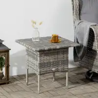 Rattan Side Table 19.7" x 19.7" x 18.5" Grey