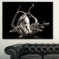 East Urban Home 'Silver Octopus' Graphic Art Print on Canvas