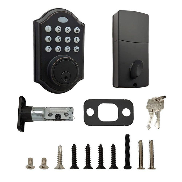 Smart door lock deadbolt with 50 Codes and 1-Touch Auto-Locking and Alarm -- Black color in General Electronics in Toronto (GTA) - Image 4