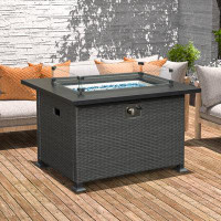 Red Barrel Studio Roston 24.41" H x 43.31" W Steel Propane Outdoor Fire Pit Table with Lid