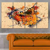Made in Canada - Design Art 'Butterfly and Abstract Art on Paper' 4 Piece Painting Print on Wrapped Canvas Set