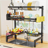 YITAHOME 2 Tiers 4 Baskets Dish Drying Rack, Over Sink Dish Drying Rack2-Tier Large Sink Rack For Kitchen, Extensible A