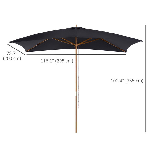 Patio Umbrella 78.75" x 116.25" x 100.5" Black in Patio & Garden Furniture - Image 3