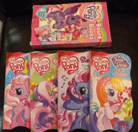 Set of 4 My Little Pony themed sturdy shaped board books, Toola-Roola Paints a Picture, Star-Song Sings & Dances, Pinkie