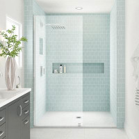 Aston Elyse XL 36 in. W x 80 in. H Fixed Frameless Shower Door with Clear Star Cast Glass