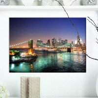 East Urban Home 'New York City Manhattan Downtown' Photographic Print on Wrapped Canvas