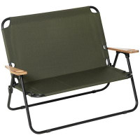 Arlmont & Co. Arlmont & Co. Double Folding Chair, Loveseat Camping Chair For 2 Person, Portable Outdoor Chair With Wood