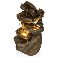 Millwood Pines Cascading Rock Fountain with Warm White LED