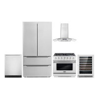 Cosmo 5 Piece Kitchen Package with 36" Freestanding Gas Range & 36" Wall Mount Range Hood