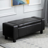 Charlton Home Kingston Seymour Faux Leather Upholstered Storage Bench