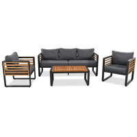Latitude Run® 4-pieces Outdoor Furniture sofa for 5 Person Conversation Set