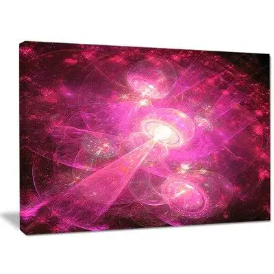 Made in Canada - Design Art 'Pink Fractal Space Theme' Graphic Art Print on Wrapped Canvas