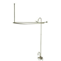 Kingston Brass Vintage Triple Handle Wall Mounted Clawfoot Tub Faucet with Handshower