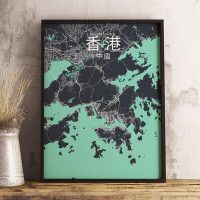 Wrought Studio 'CT Hong Kong City Map' Graphic Art Print Poster in Dream