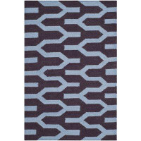 Ebern Designs Rodgers Handwoven Flatweave Wool Purple/Blue Area Rug
