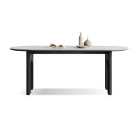 Wildon Home® 78.74" White Oval Sintered Stone tabletop Dining Table