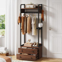 17 Stories Fontevraud Freestanding Closet Organizer Small Clothes Rack with Drawers and Shelves