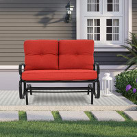 Highland Dunes Craigmore Outdoor Craigmore Gliding Metal Bench with Cushions