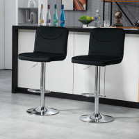 Ebern Designs Swivel Adjustable Height Bar Stool With Silver Base