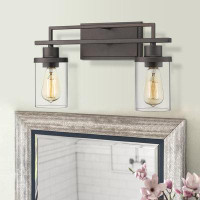 17 Stories 2-Light Vanity Light With Clear Glass In Farmhouse Style