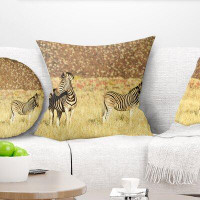 East Urban Home Animal Pair of Zebras in Namib Desert Pillow