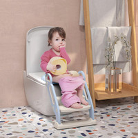 POTTY TRAINING TOILET SEAT WITH STEP STOOL LADDER, CHILDREN TOILET TRAINING SEAT CHAIR WITH SOFT CUSHION, HANDLES, NON-S