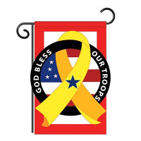 Breeze Decor God Bless Our Troops Americana Patriotic 2-Sided Polyester 19 x 13 in. Garden Flag