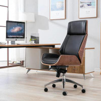 My Lux Decor Modern Minimalist Solid Wood Computer Office Chair Computer Ergonomic Leisure Swivel Chair