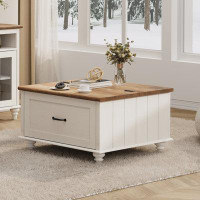 Darby Home Co Farmhouse Coffee Table With Flip Top And Drawer, White