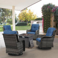 Red Barrel Studio Carolina Swivel Patio Chair With Fire Pit Table