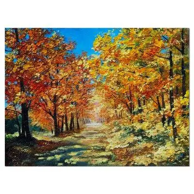 Made in Canada - Design Art Bright Day in Autumn Forest Landscape - Wrapped Canvas Print